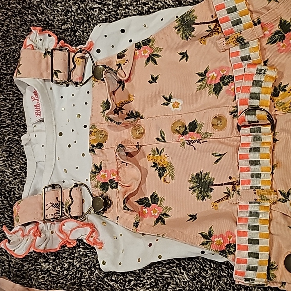 Tahari Toddler Girls Floral Overall set & little Lass safari Overall set - Picture 3 of 8